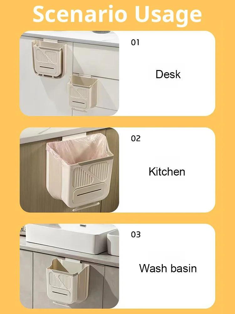 Folding Hanging Kitchen Waste Trash Can