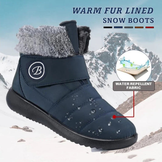 Women Warm Fur Lined Waterproof Slip On Boots